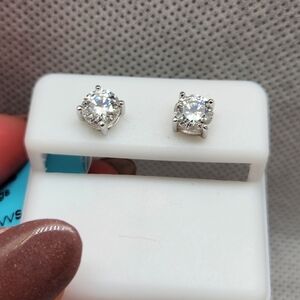 Moissanite 1.5 CT 925 Rhodium Plated Sterling Silver Stud Earrings